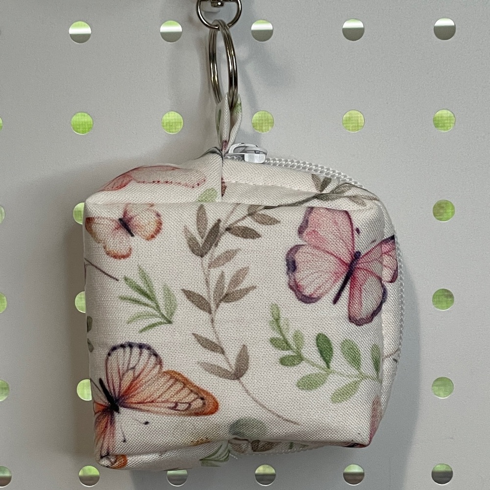 Butterfly Print Mini Zipper Keychain Pouch